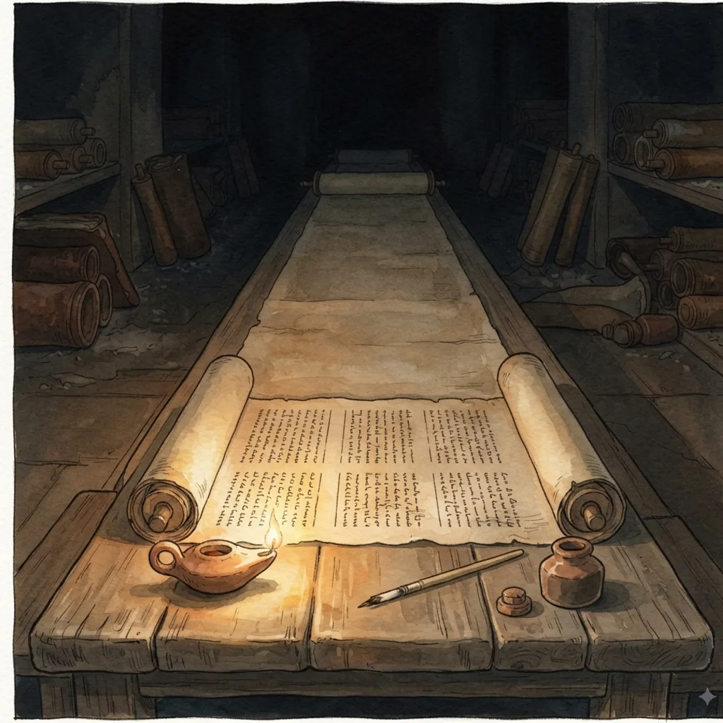 From Adam to Esau: a painted scene illustrating 1 Chronicles 1.