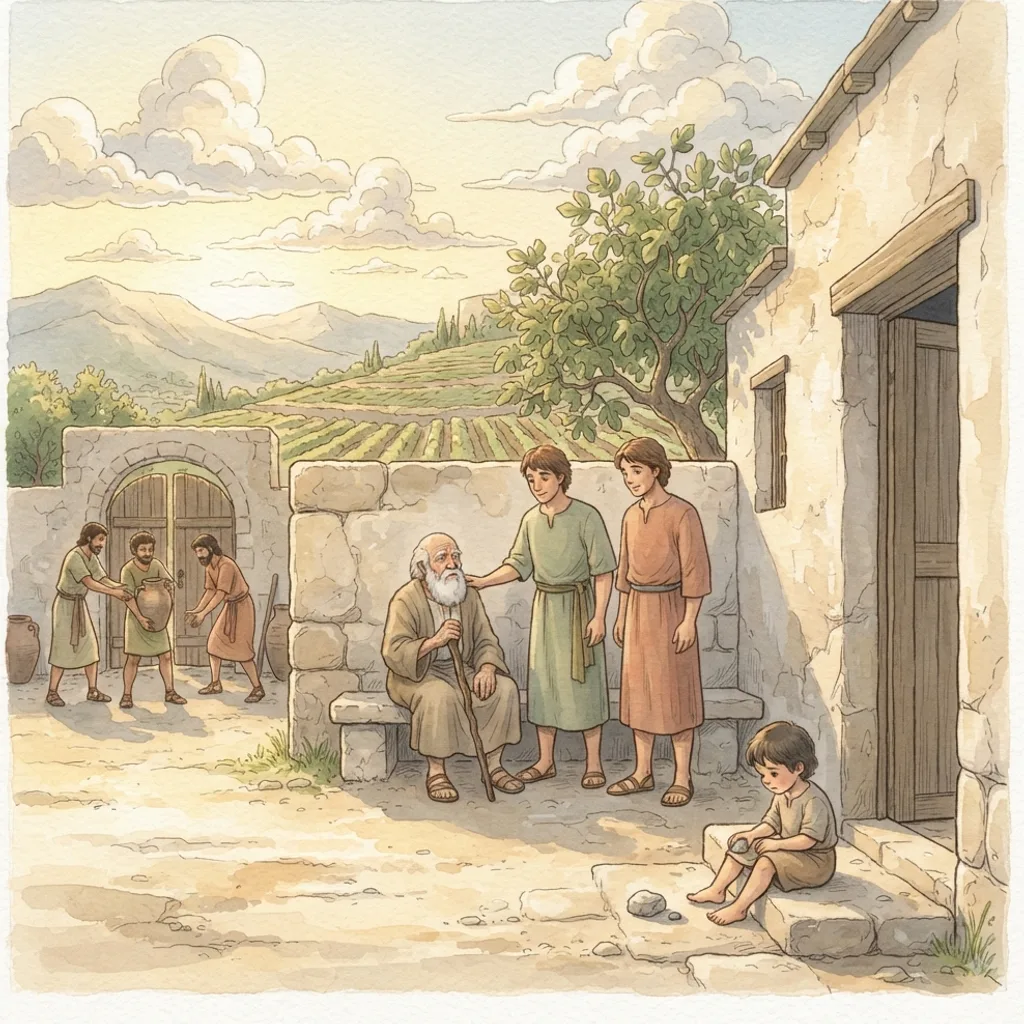 The Line of Judah: a painted scene illustrating 1 Chronicles 2.