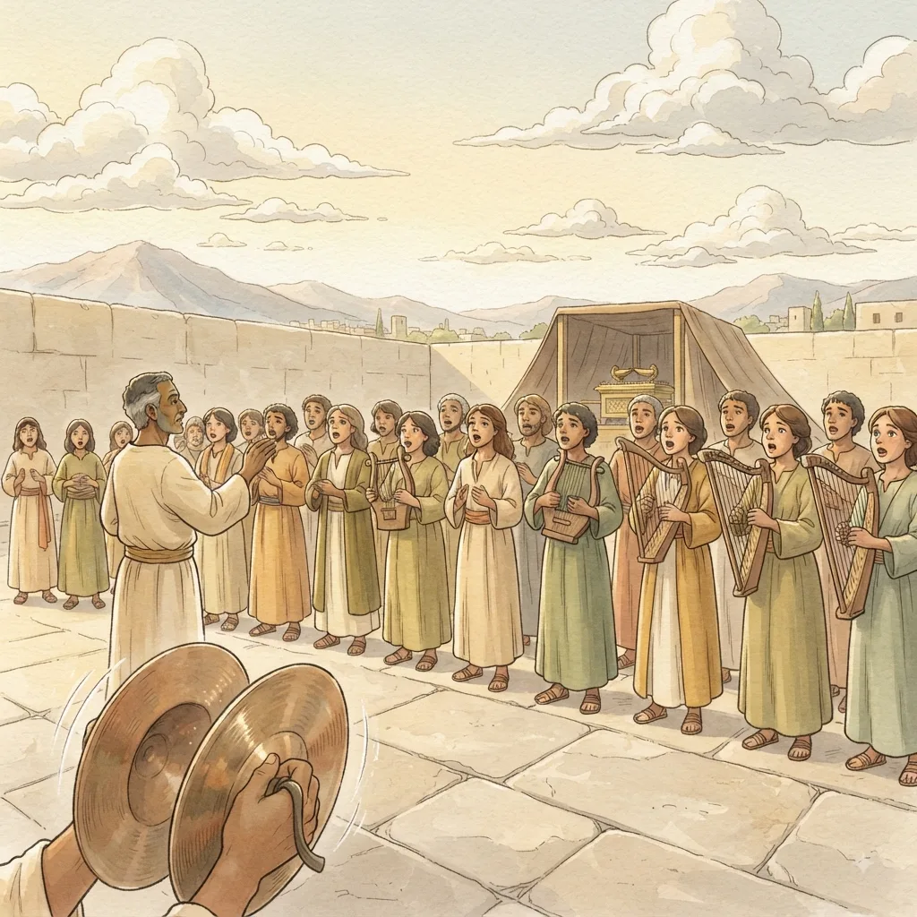 The Tribe of Levi: a painted scene illustrating 1 Chronicles 6.