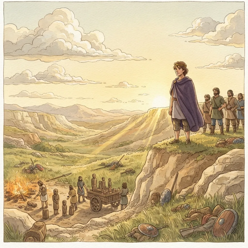 David's Victories: a painted scene illustrating 1 Chronicles 14.