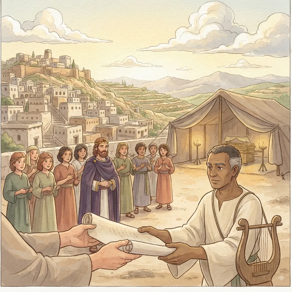 Worship Before the Ark: a painted scene illustrating 1 Chronicles 16.