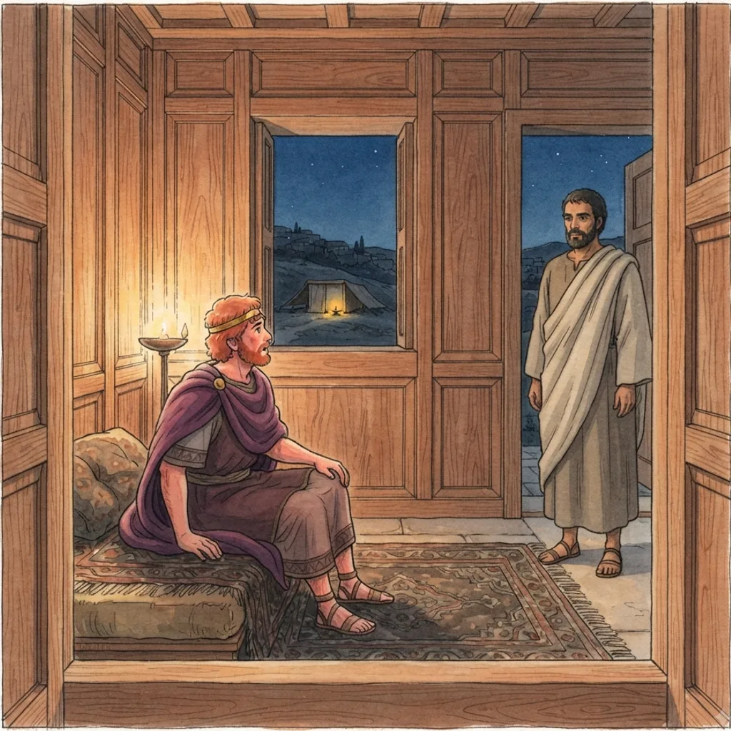 God's Covenant with David: a painted scene illustrating 1 Chronicles 17.