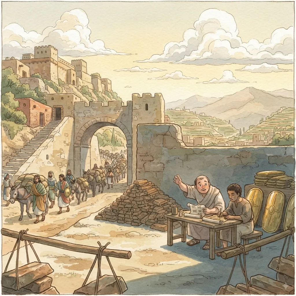 David's Victories: a painted scene illustrating 1 Chronicles 18.