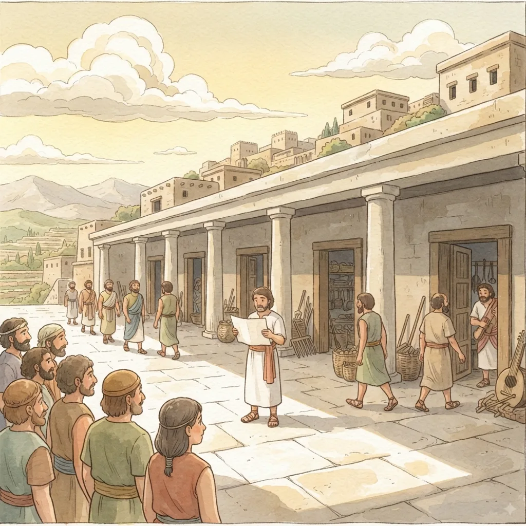 The Levites Organized: a painted scene illustrating 1 Chronicles 23.