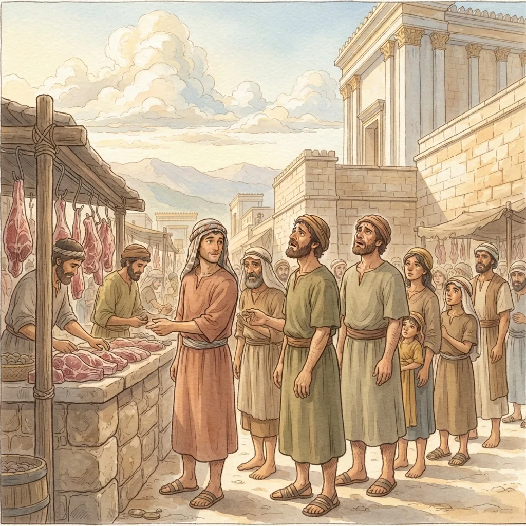 Freedom Governed by Love: a painted scene illustrating 1 Corinthians 8.