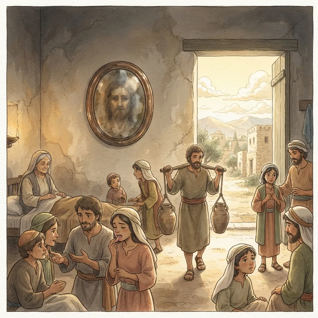 The Way of Love: a painted scene illustrating 1 Corinthians 13.