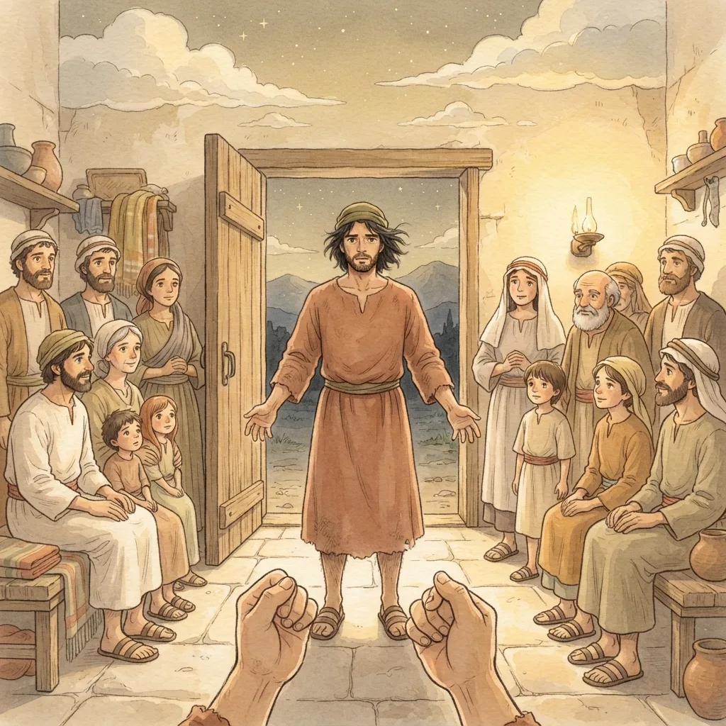 God Is Love: a painted scene illustrating 1 John 4.