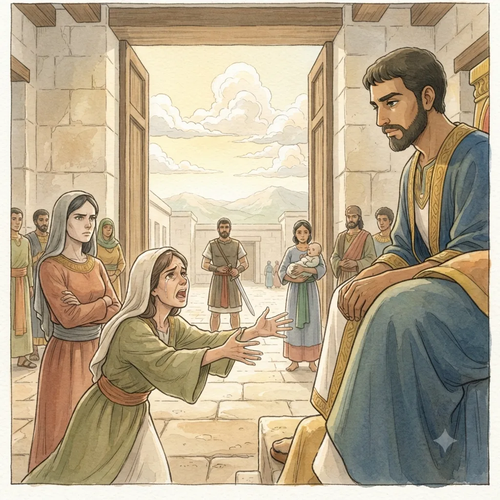 Solomon Asks for Wisdom: a painted scene illustrating 1 Kings 3.