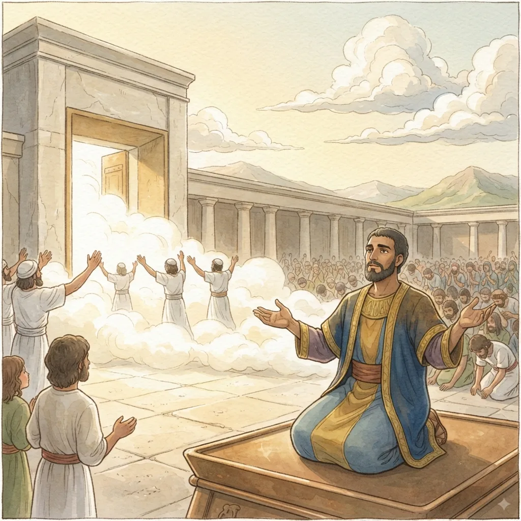 The Temple Is Dedicated: a painted scene illustrating 1 Kings 8.
