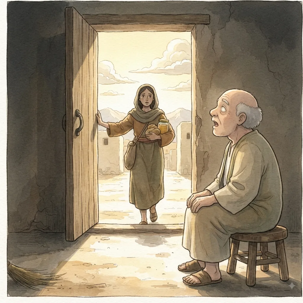 Judgment on Jeroboam and Rehoboam: a painted scene illustrating 1 Kings 14.