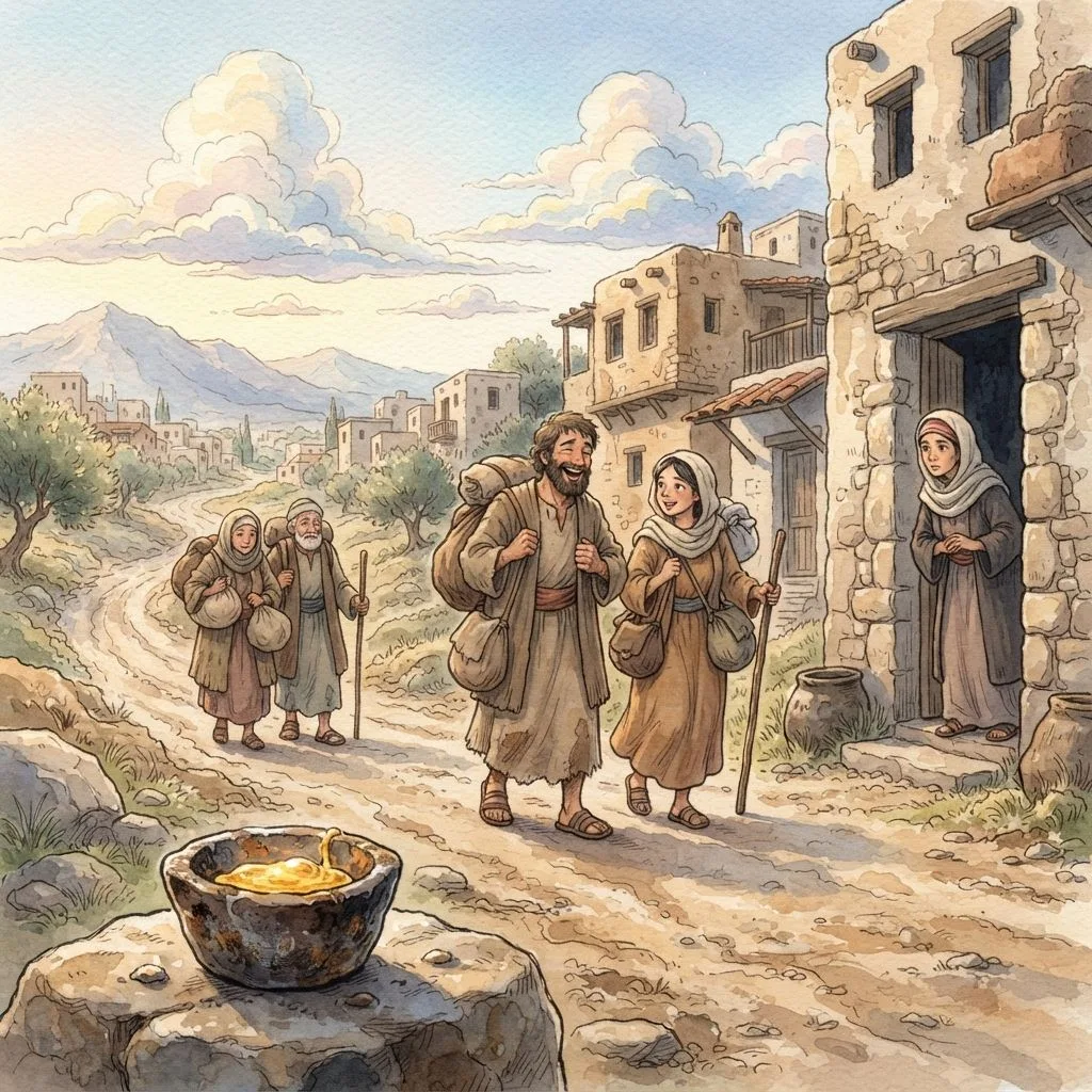 A Living Hope: a painted scene illustrating 1 Peter 1.