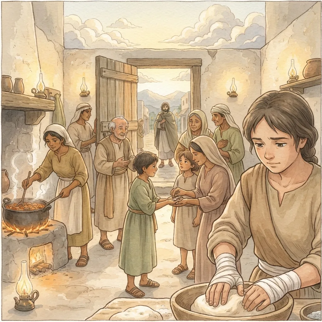 Living for God's Will: a painted scene illustrating 1 Peter 4.