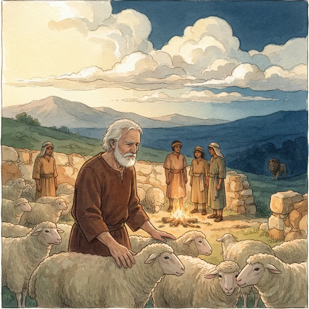 Humble Yourselves Before God: a painted scene illustrating 1 Peter 5.