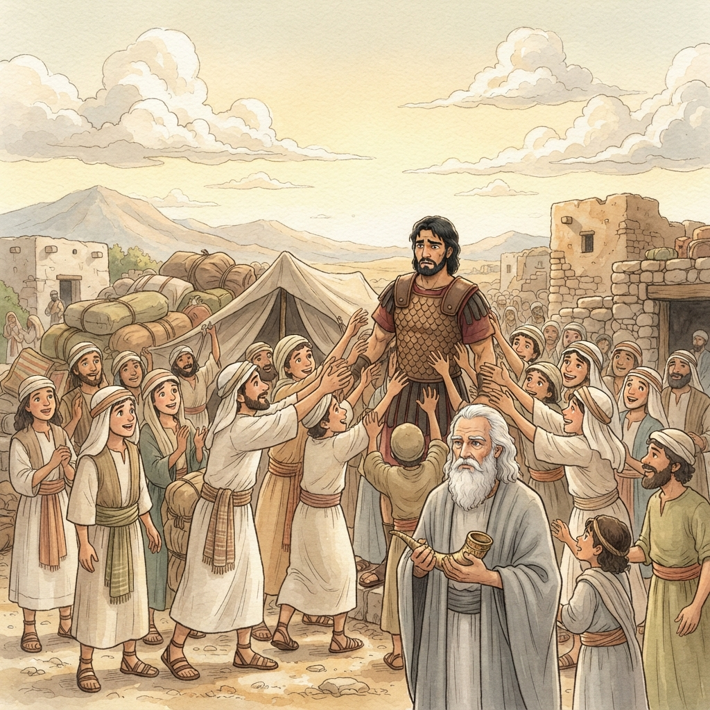 Saul Anointed King: a painted scene illustrating 1 Samuel 10.