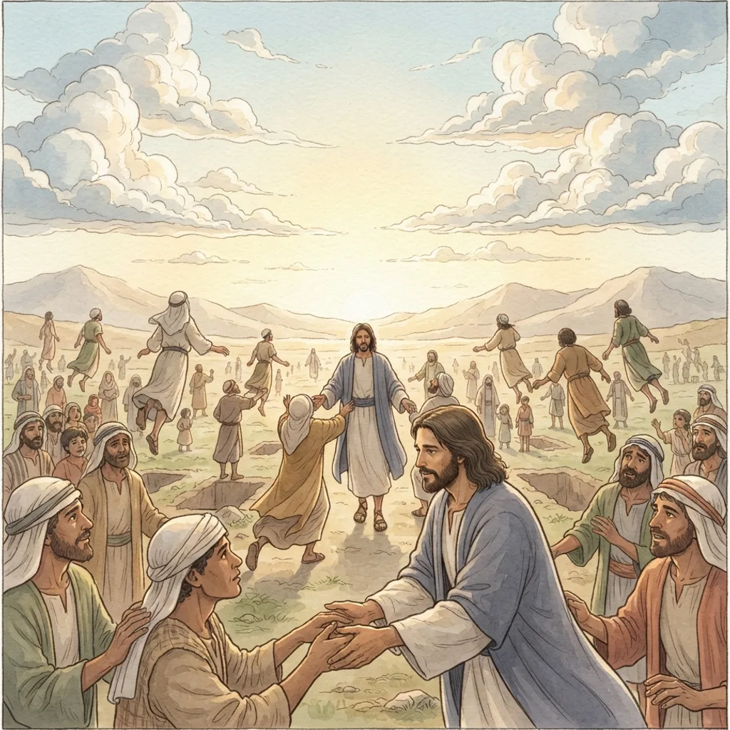 The Coming of the Lord: a painted scene illustrating 1 Thessalonians 4.