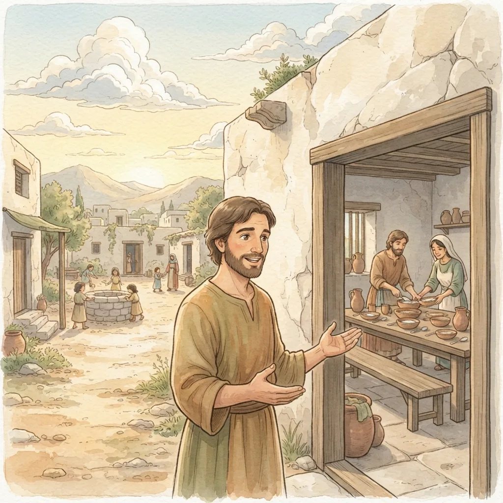 Leaders of God's Household: a painted scene illustrating 1 Timothy 3.