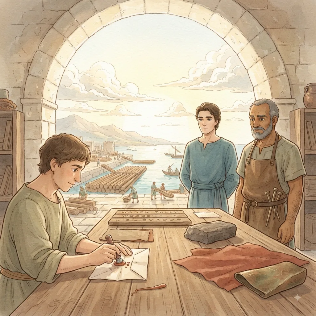 Preparing the Temple: a painted scene illustrating 2 Chronicles 2.