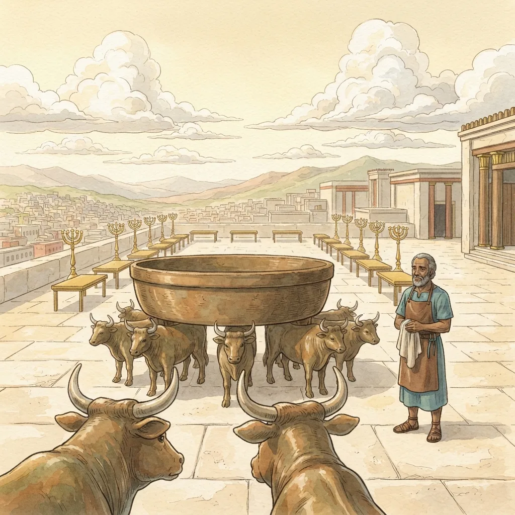The Temple Furnishings: a painted scene illustrating 2 Chronicles 4.