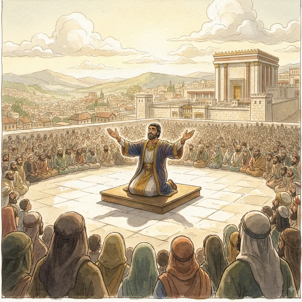 Solomon's Prayer of Dedication: a painted scene illustrating 2 Chronicles 6.