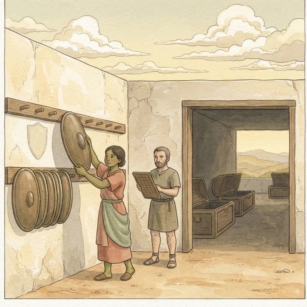 Shishak Invades Judah: a painted scene illustrating 2 Chronicles 12.