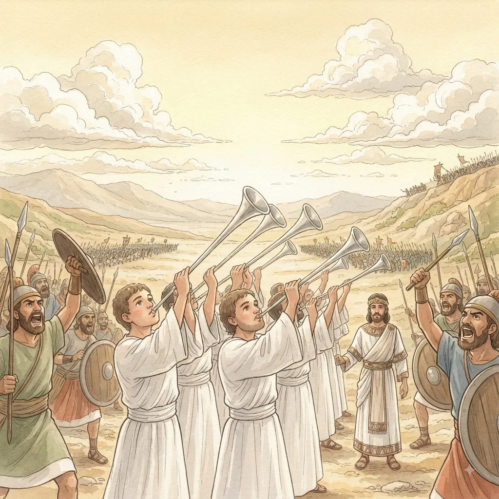 Abijah's Victory: a painted scene illustrating 2 Chronicles 13.