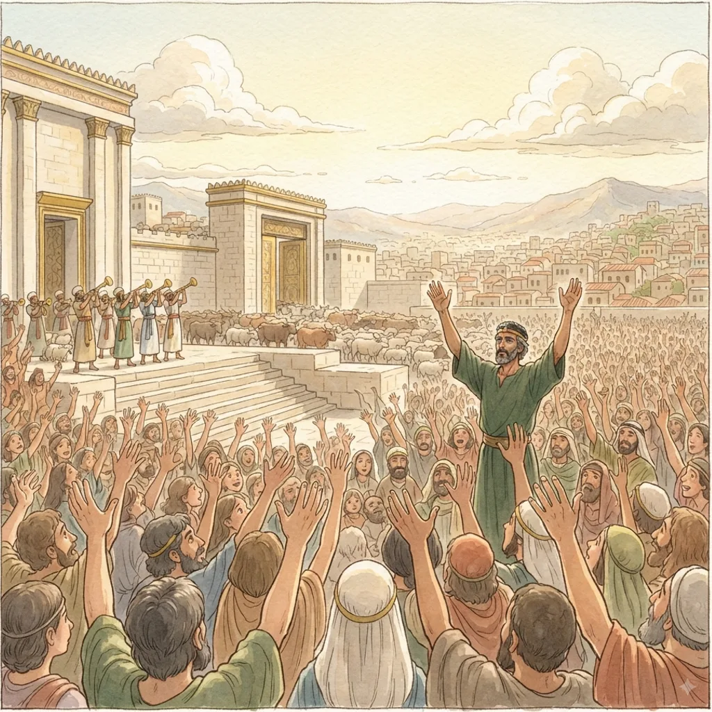 Asa Renews the Covenant: a painted scene illustrating 2 Chronicles 15.