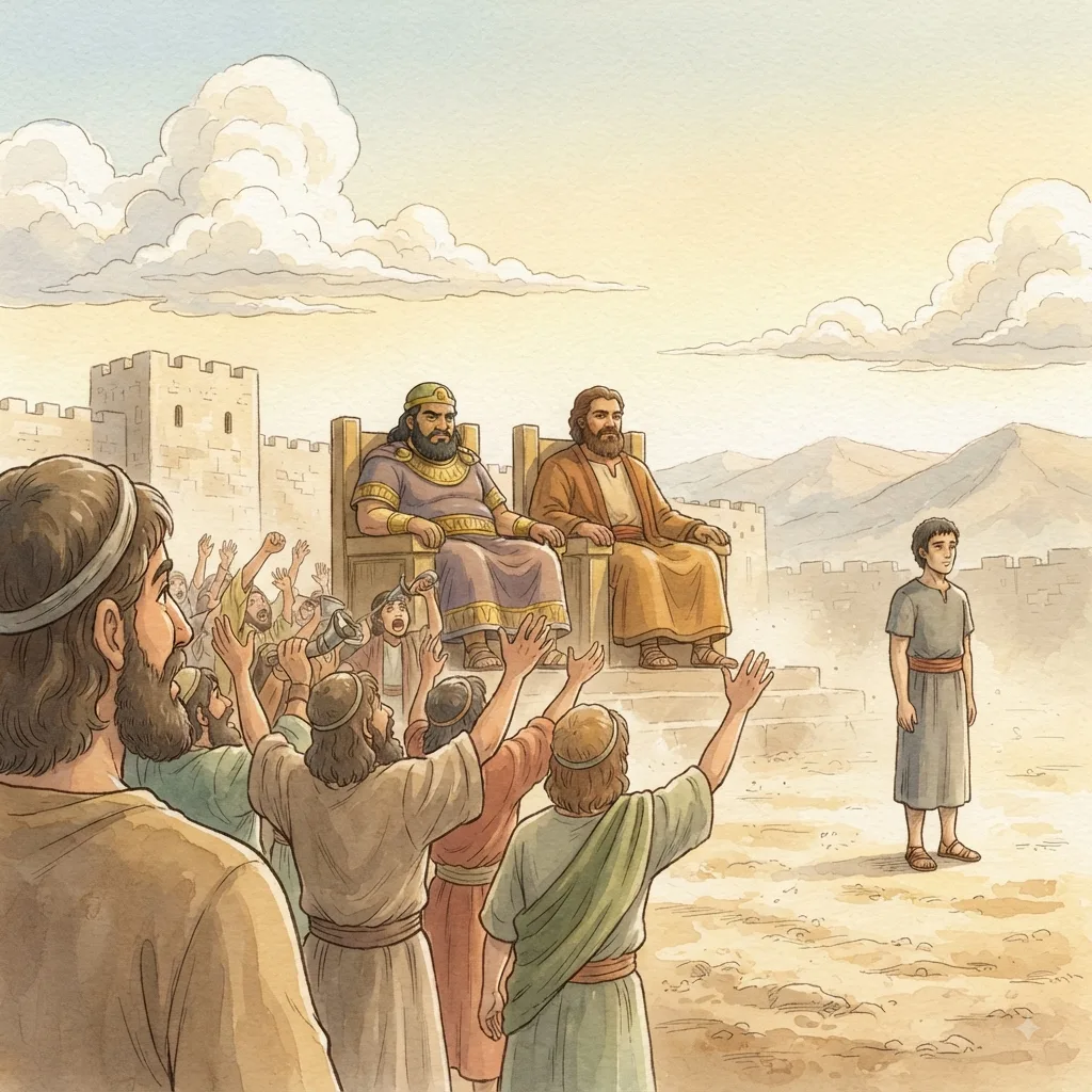 Jehoshaphat and Ahab: a painted scene illustrating 2 Chronicles 18.