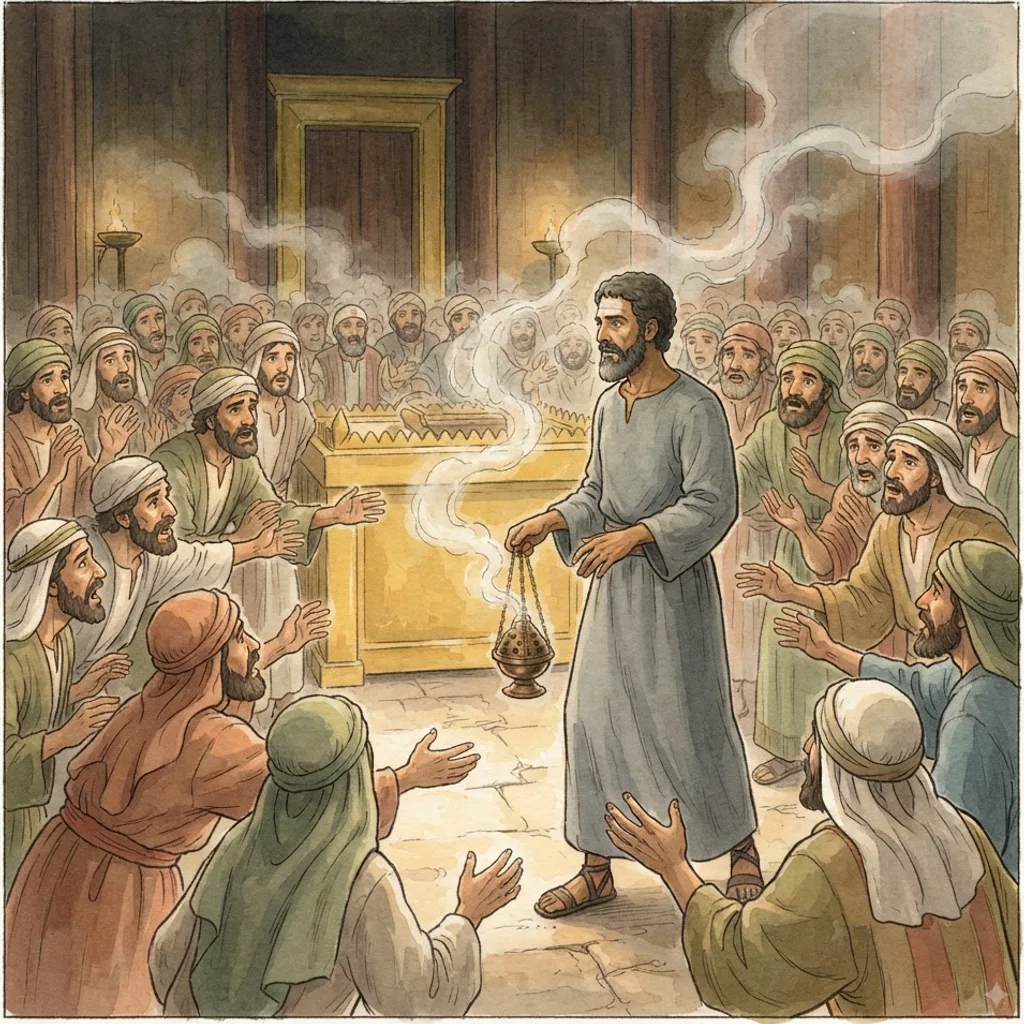 Uzziah's Pride and Fall: a painted scene illustrating 2 Chronicles 26.