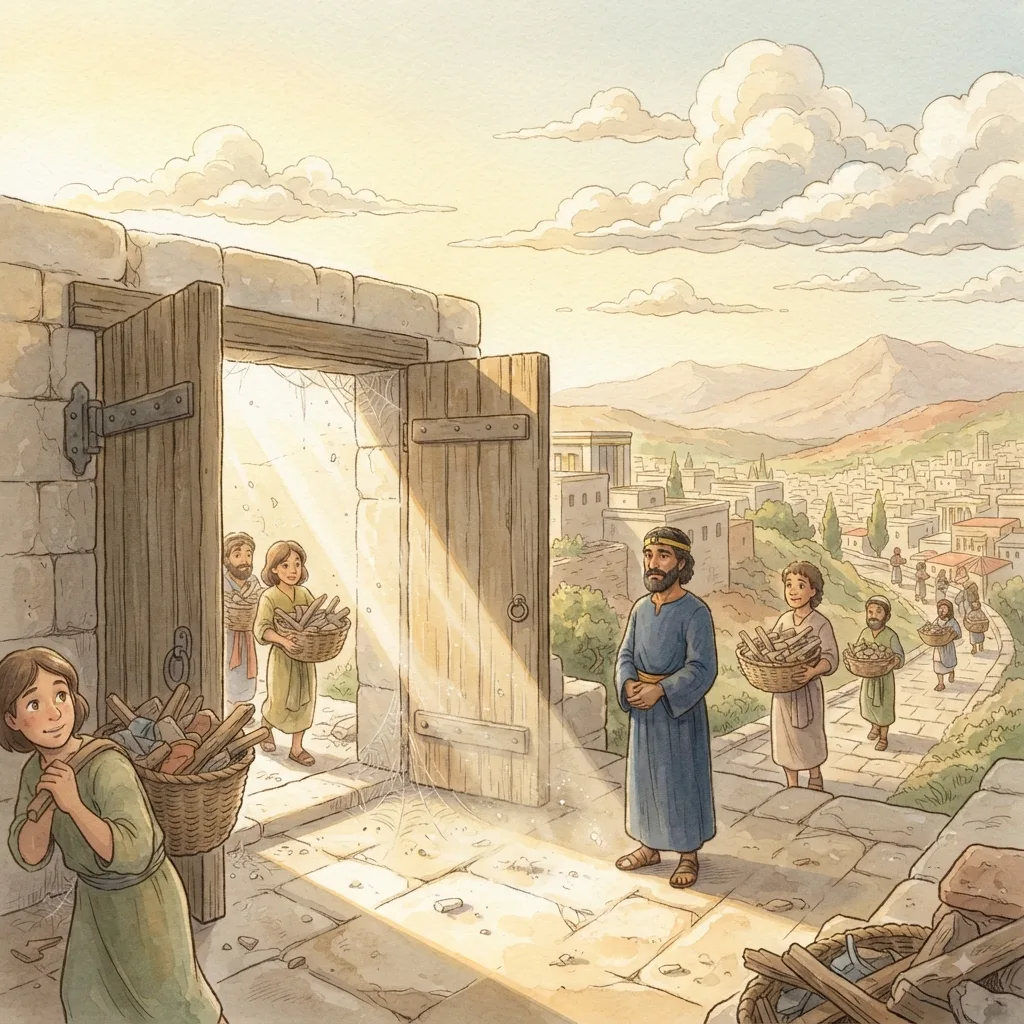 Hezekiah Cleanses the Temple: a painted scene illustrating 2 Chronicles 29.