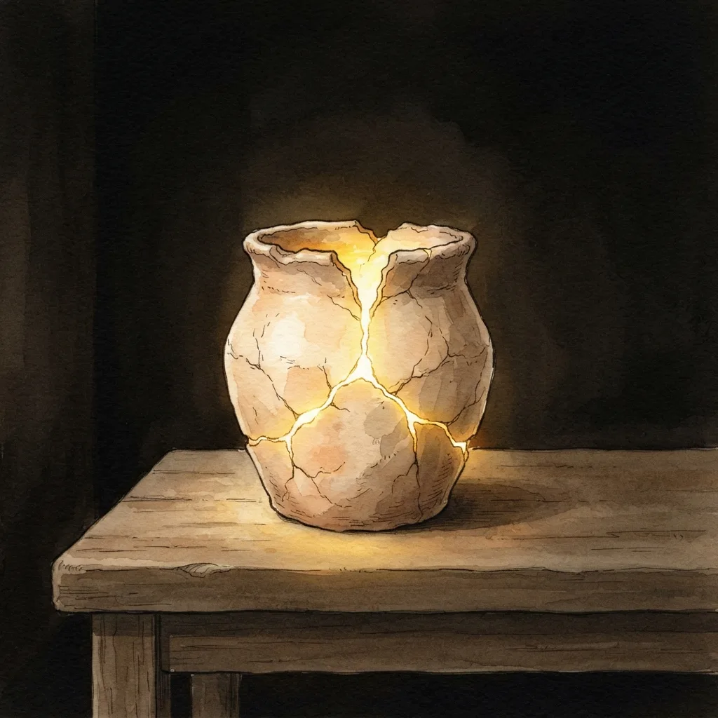 Treasure in Jars of Clay: a painted scene illustrating 2 Corinthians 4.