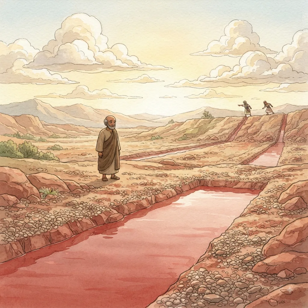 Elisha and the Moabite War: a painted scene illustrating 2 Kings 3.