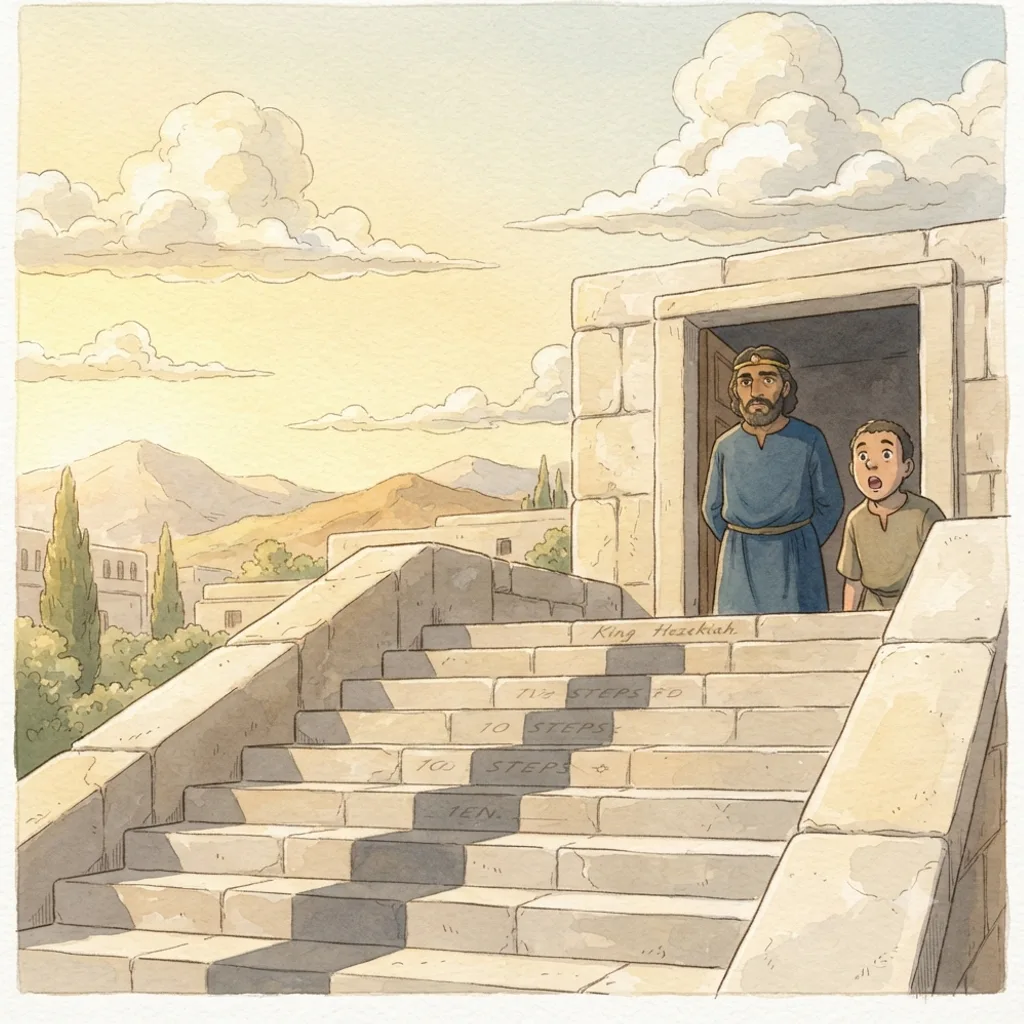 Hezekiah's Illness: a painted scene illustrating 2 Kings 20.