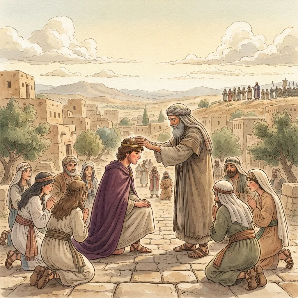 David Becomes King of Judah: a painted scene illustrating 2 Samuel 2.