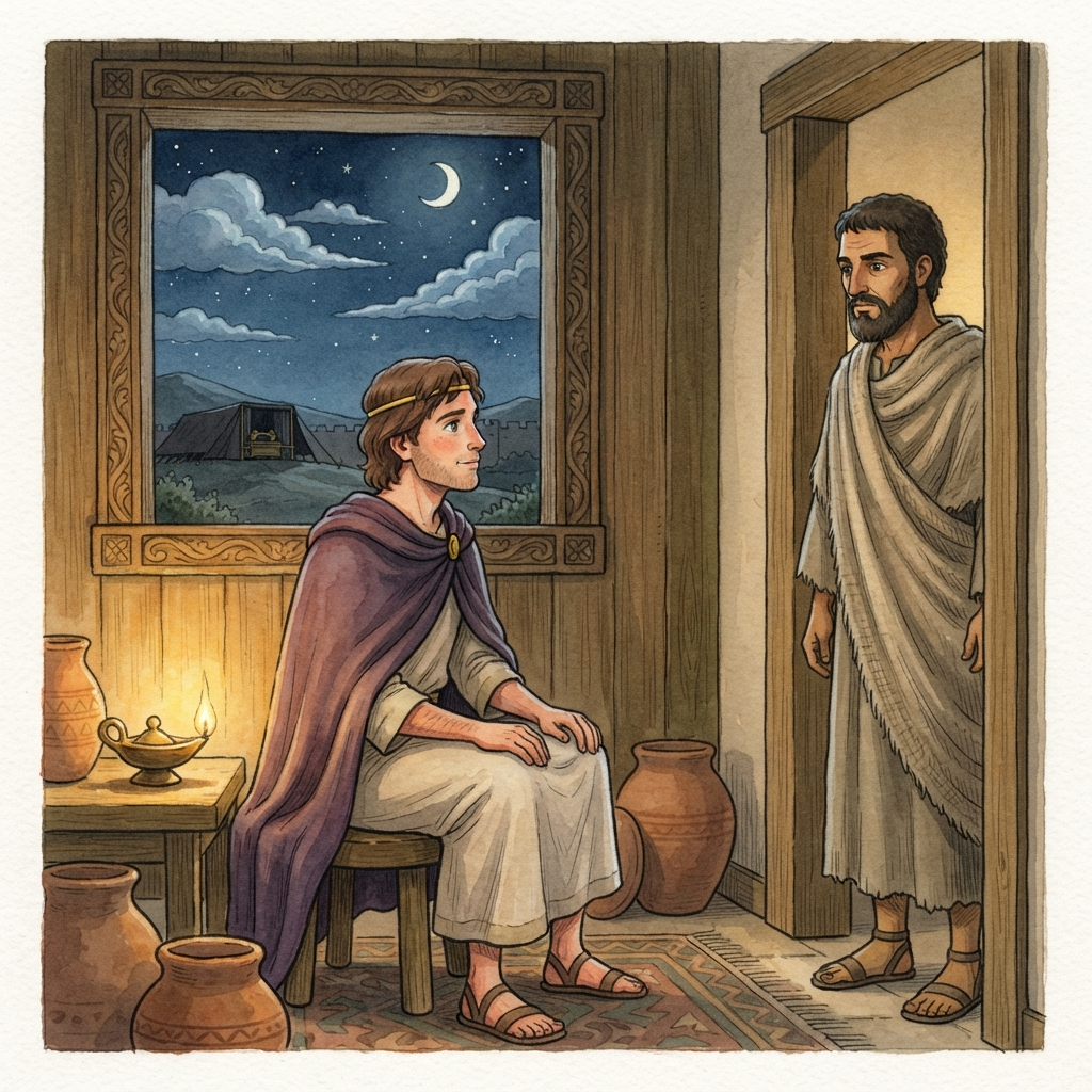 God's Covenant with David: a painted scene illustrating 2 Samuel 7.