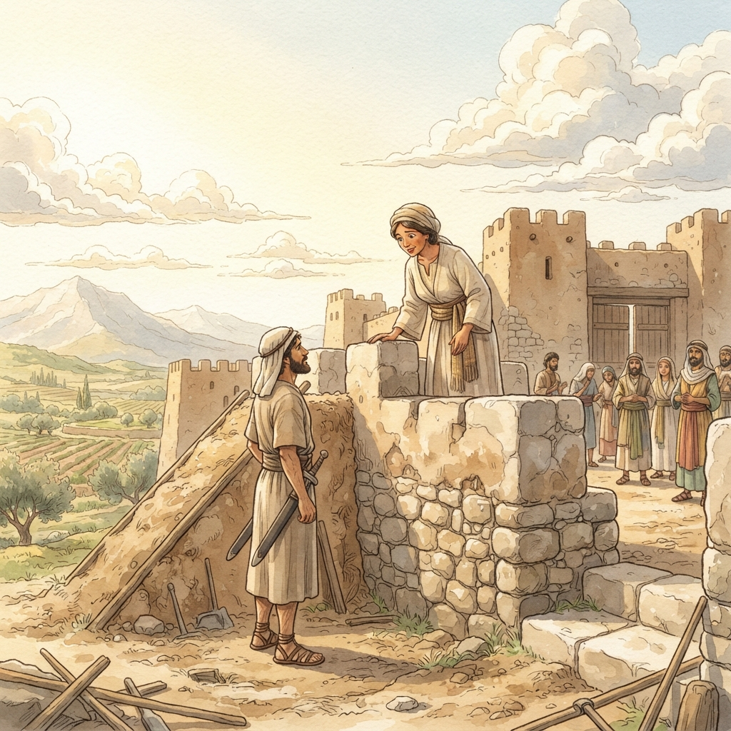 Sheba's Rebellion: a painted scene illustrating 2 Samuel 20.