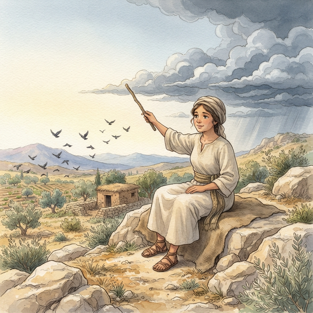 Famine and the Gibeonites: a painted scene illustrating 2 Samuel 21.