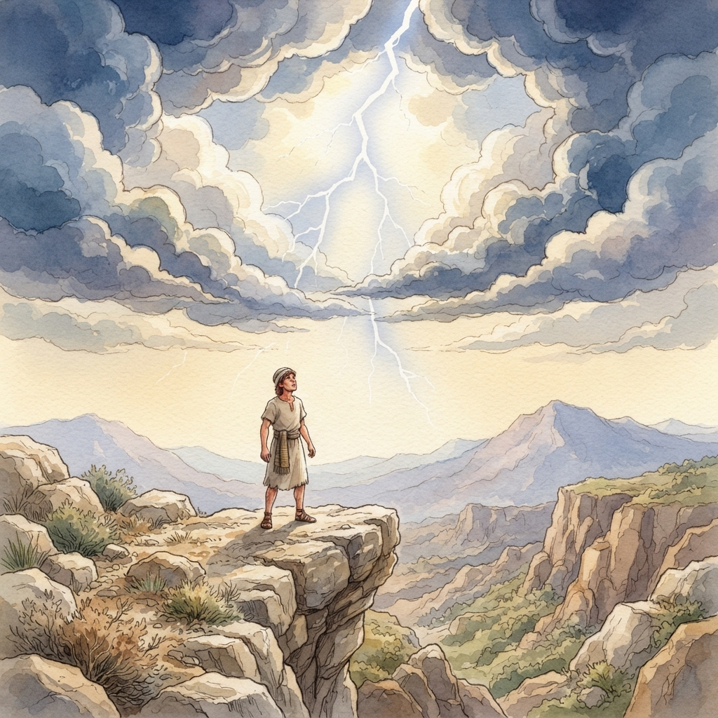 David's Song of Deliverance: a painted scene illustrating 2 Samuel 22.