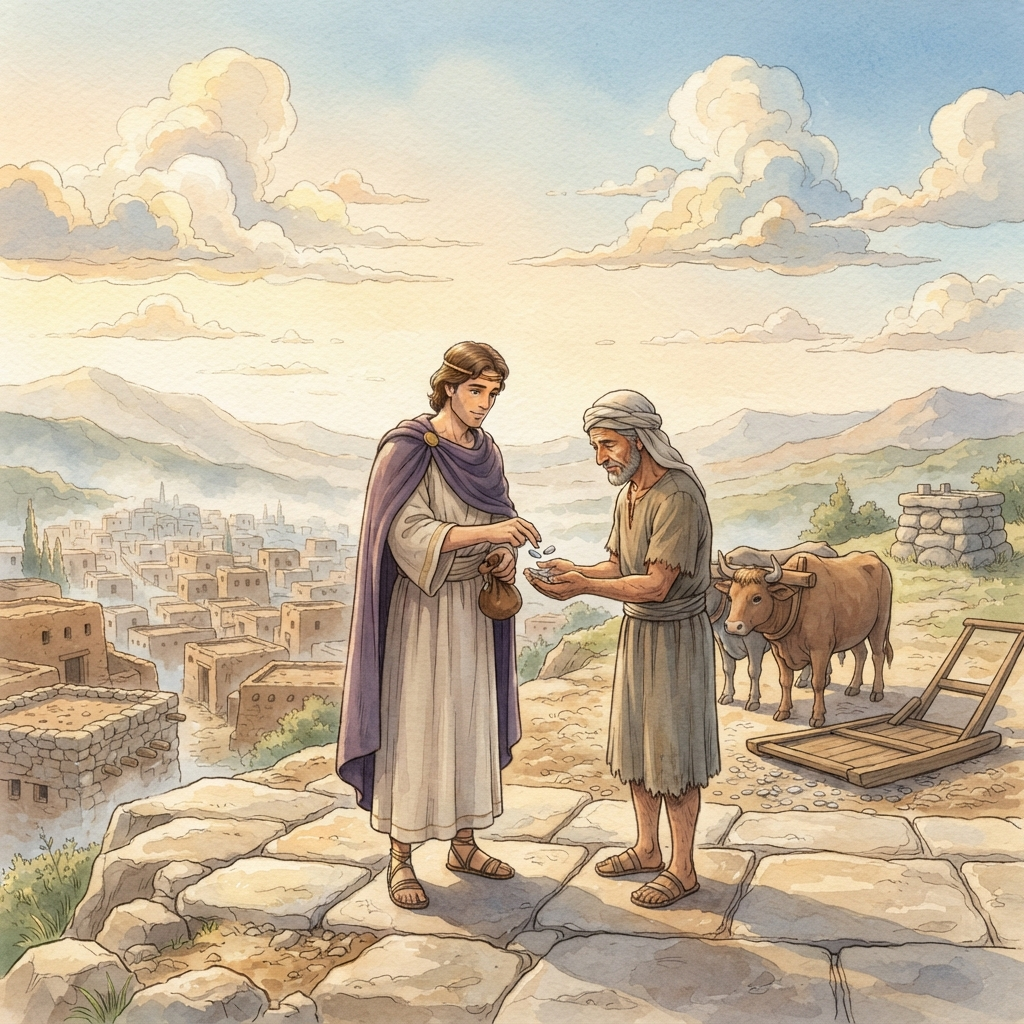 David's Census and the Altar: a painted scene illustrating 2 Samuel 24.