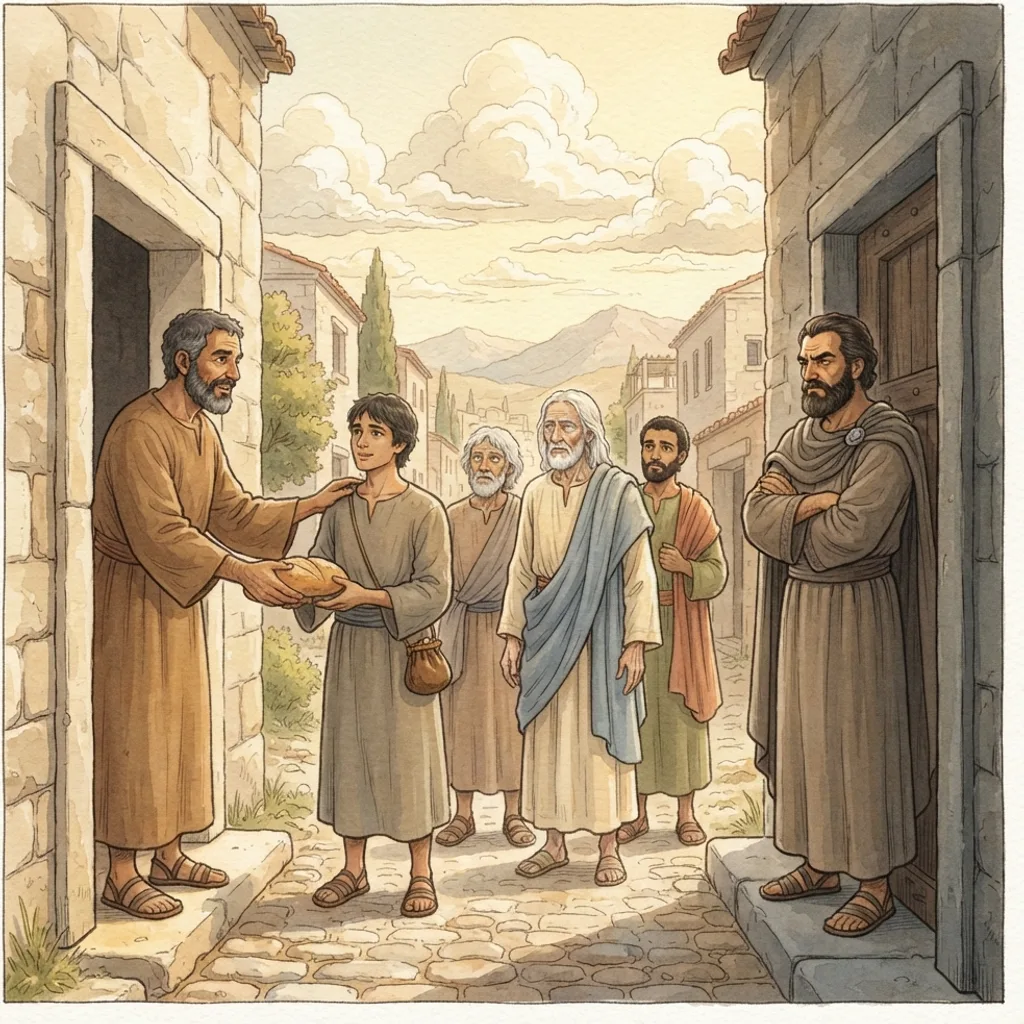 Faithful Hospitality: a painted scene illustrating 3 John 1.
