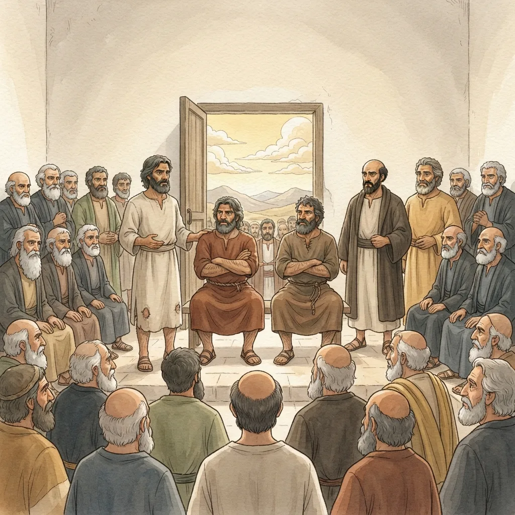 The Jerusalem Council: a painted scene illustrating Acts 15.