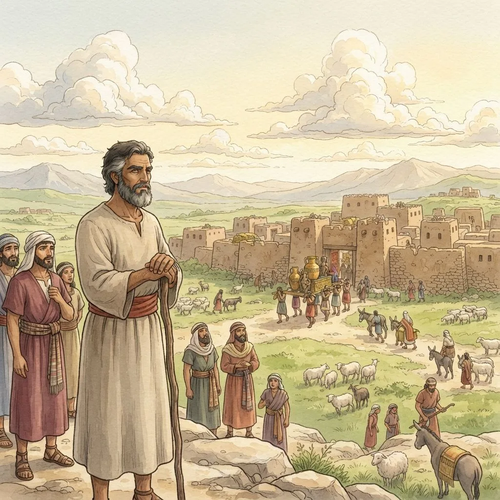Victory East of the Jordan: a painted scene illustrating Deuteronomy 3.