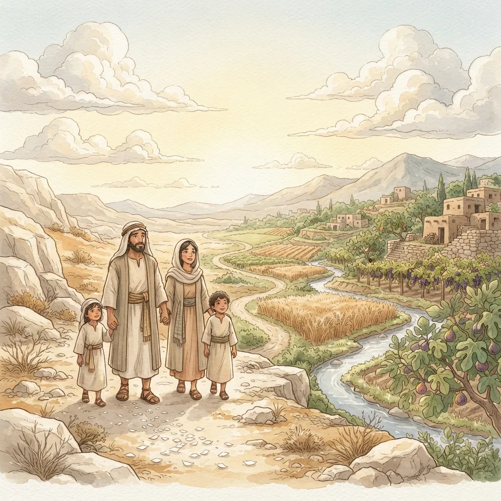 Remember the Lord: a painted scene illustrating Deuteronomy 8.