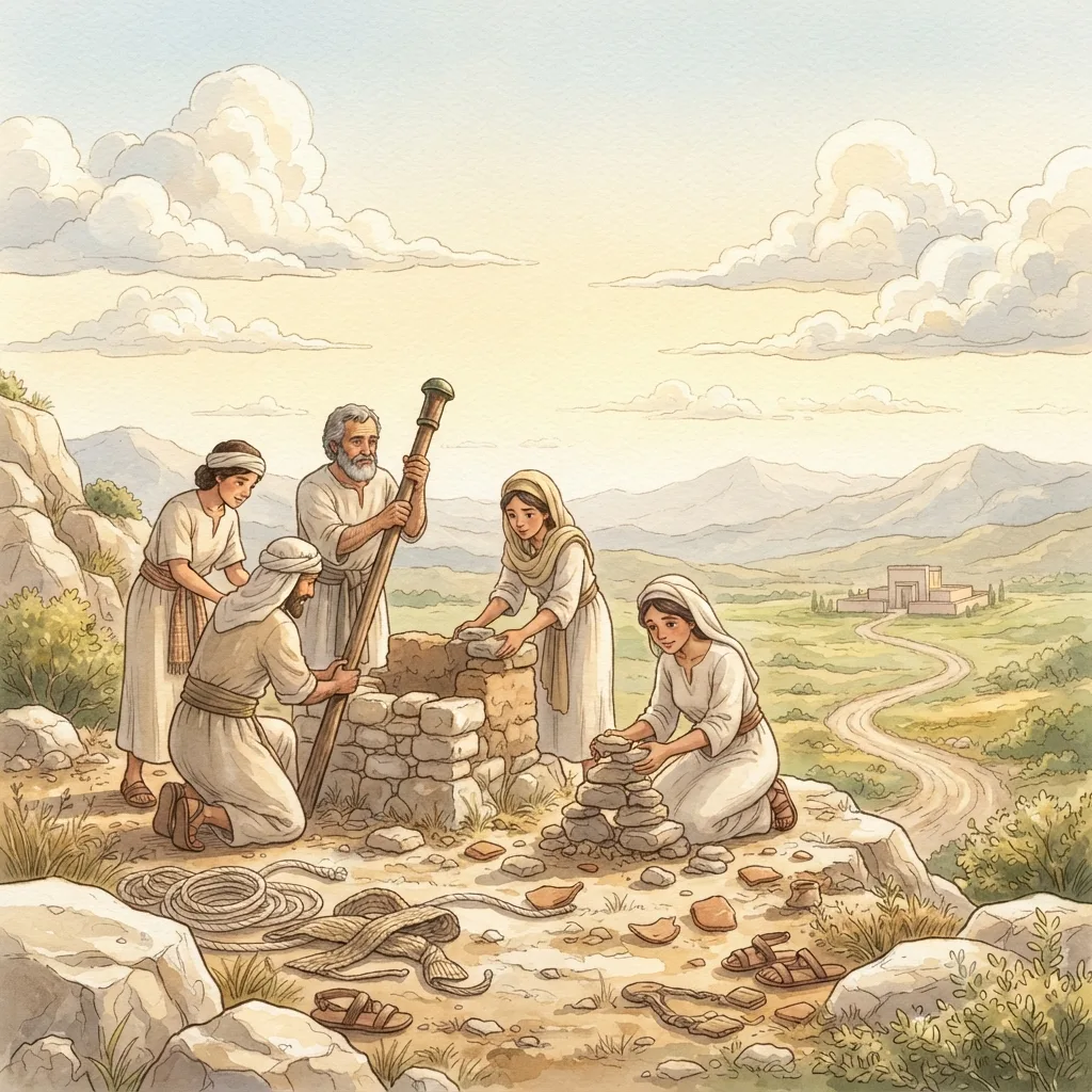 The Place of Worship: a painted scene illustrating Deuteronomy 12.