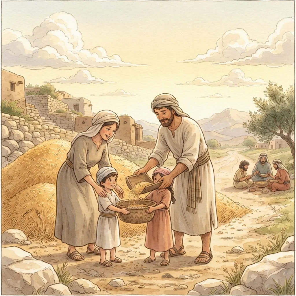 A Holy People and Their Tithes: a painted scene illustrating Deuteronomy 14.