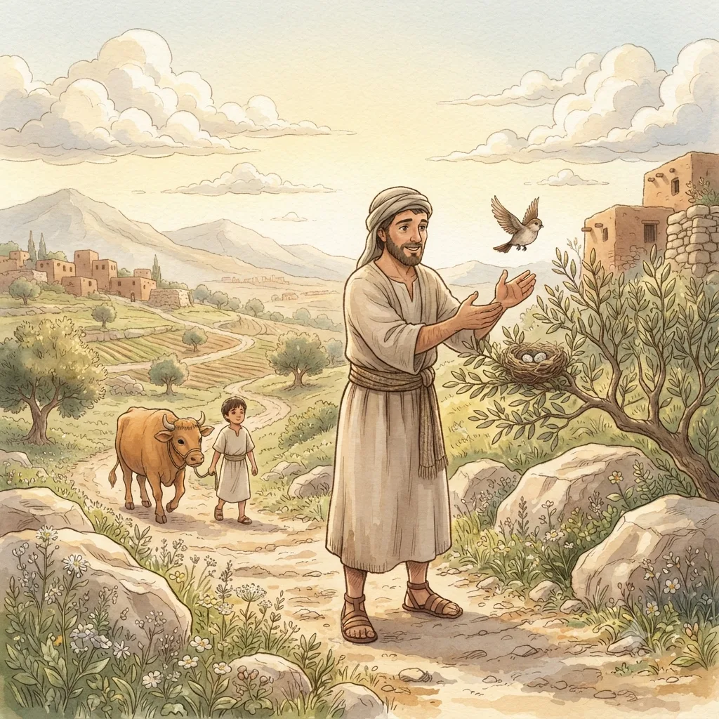 Laws of Purity and Responsibility: a painted scene illustrating Deuteronomy 22.