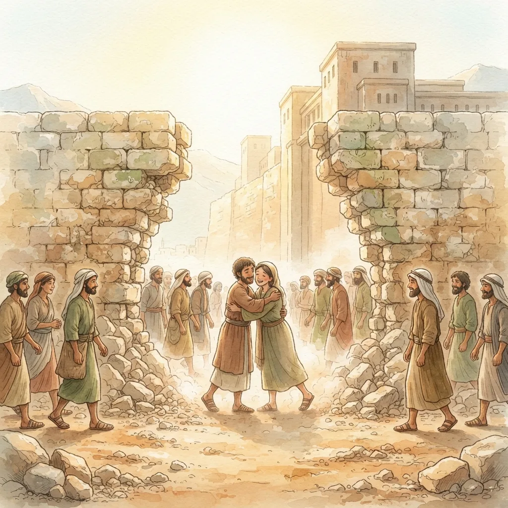 Saved by Grace: a painted scene illustrating Ephesians 2.