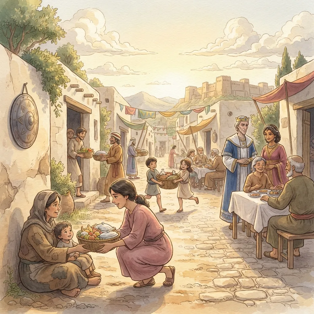 The Jews' Victory and Purim: a painted scene illustrating Esther 9.