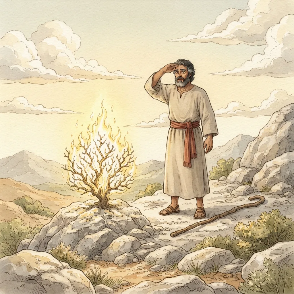 The Burning Bush: a painted scene illustrating Exodus 3.