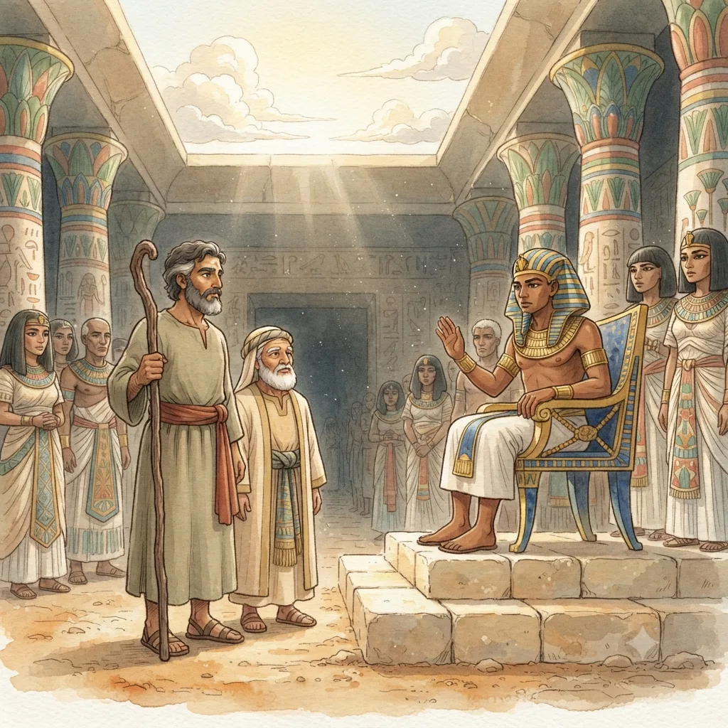 Pharaoh Increases the Burden: a painted scene illustrating Exodus 5.