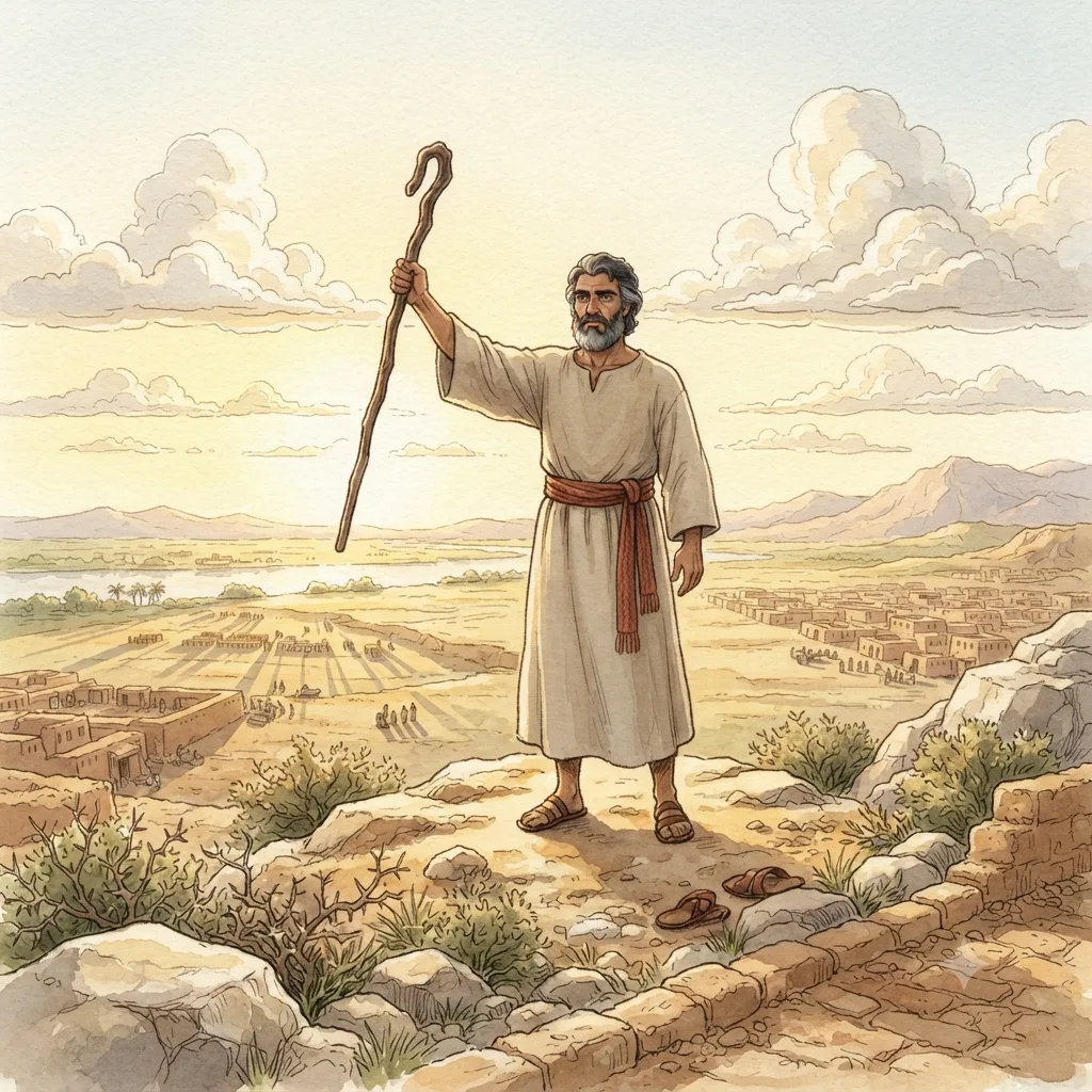 God Promises Deliverance: a painted scene illustrating Exodus 6.